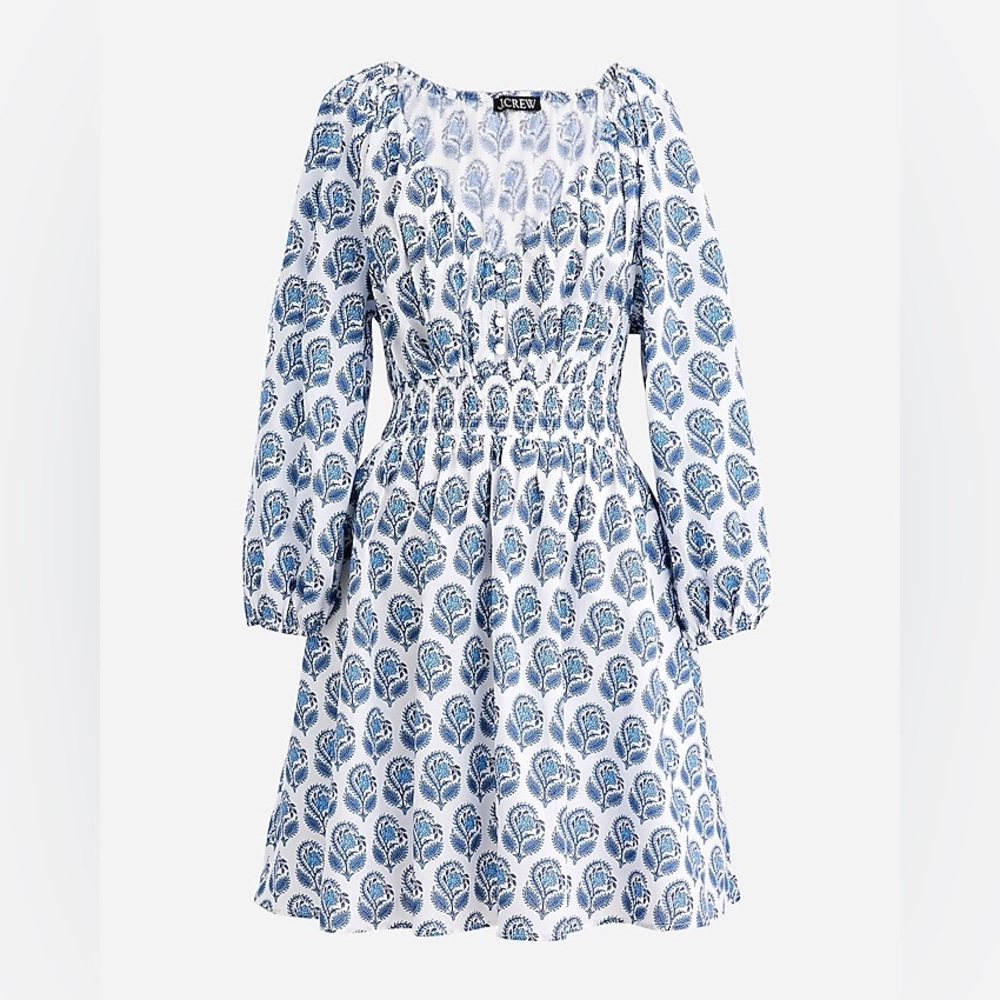 J. Crew V-neck mini dress in bouquet block print, Medium